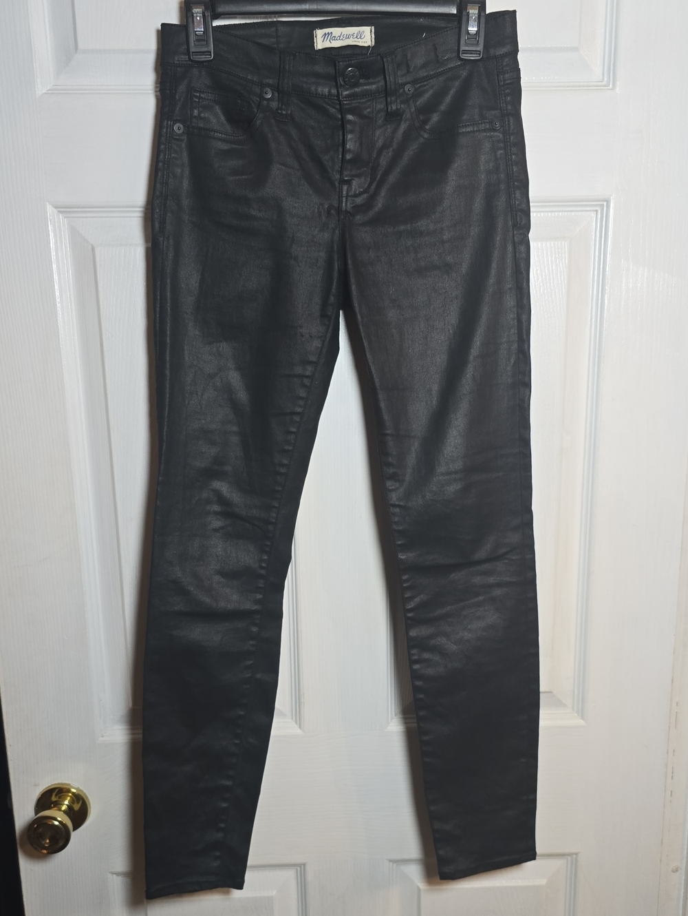 Madewell XS, Size 25, Size 0 Black Coated Skinny Skinny Shiney Black Pants NWOT